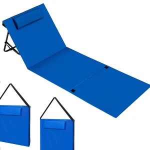 Stuoia Lettino Spiaggia 2pz Spiaggina Mare Prendi Sole Pieghevole Poggiatesta Blu