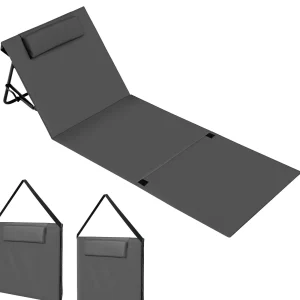 Stuoia Lettino Spiaggia 2pz Spiaggina Mare Prendi Sole Pieghevole Poggiatesta Grigio