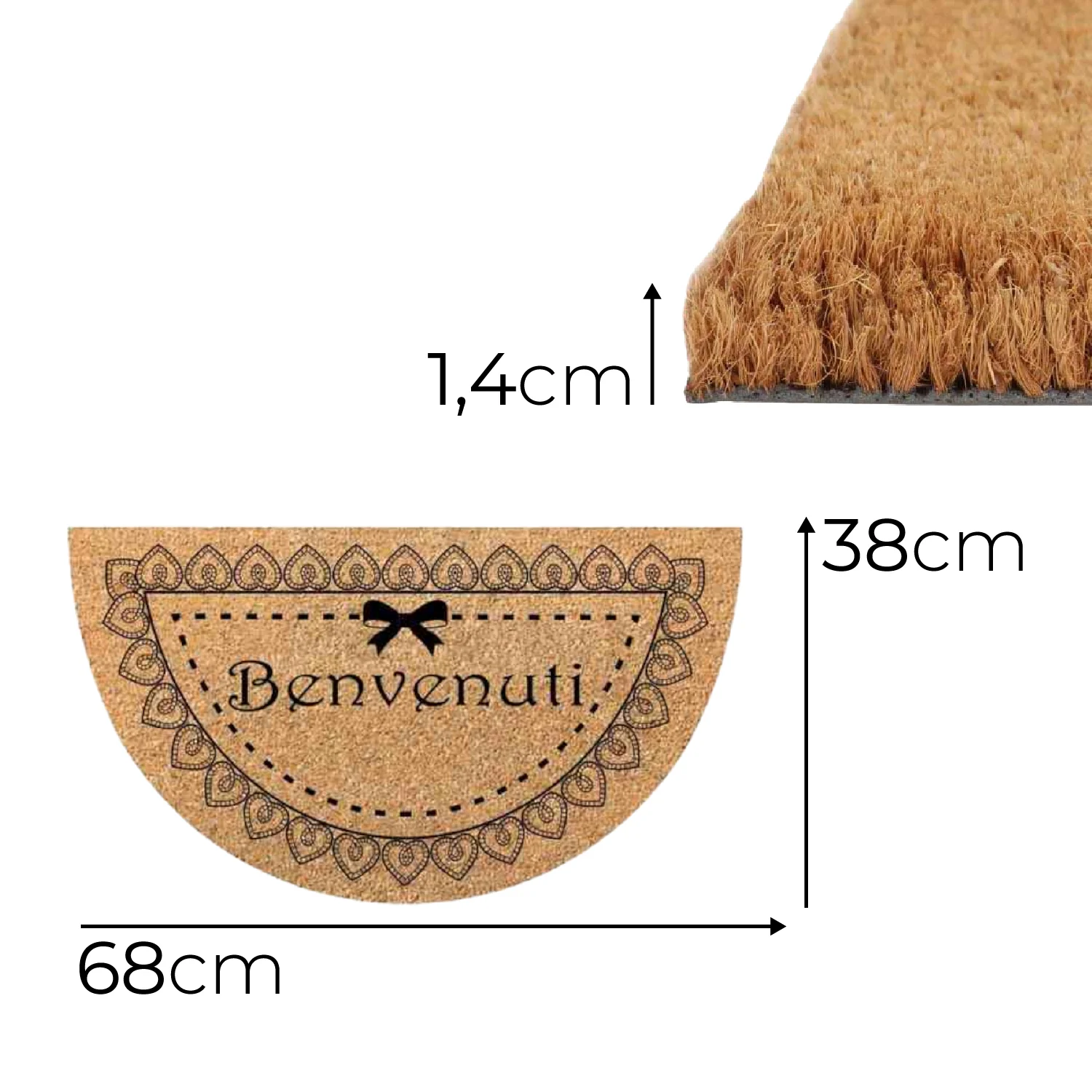 Zerbino in Cocco 36x68cm Fondo in Gomma 1.6cm Decoro Benvenuti Antiscivolo - immagine 7