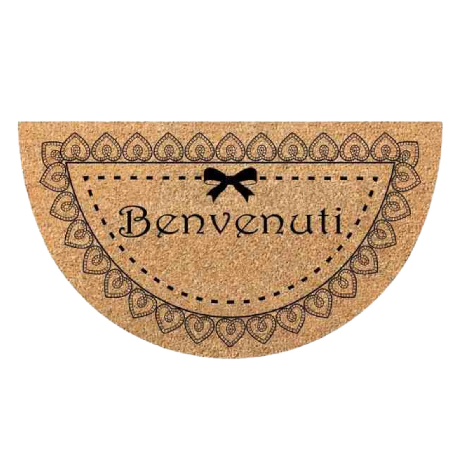 Zerbino in Cocco 36x68cm Fondo in Gomma 1.6cm Decoro Benvenuti Antiscivolo - immagine 4