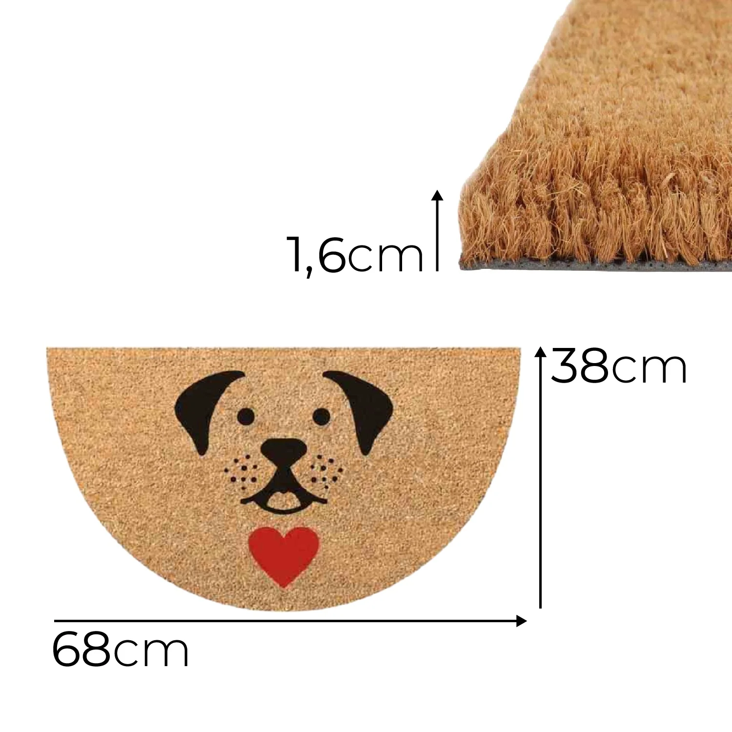 Zerbino in Cocco 36x68cm Fondo in Gomma 1.6cm Decoro Cane Antiscivolo - immagine 8