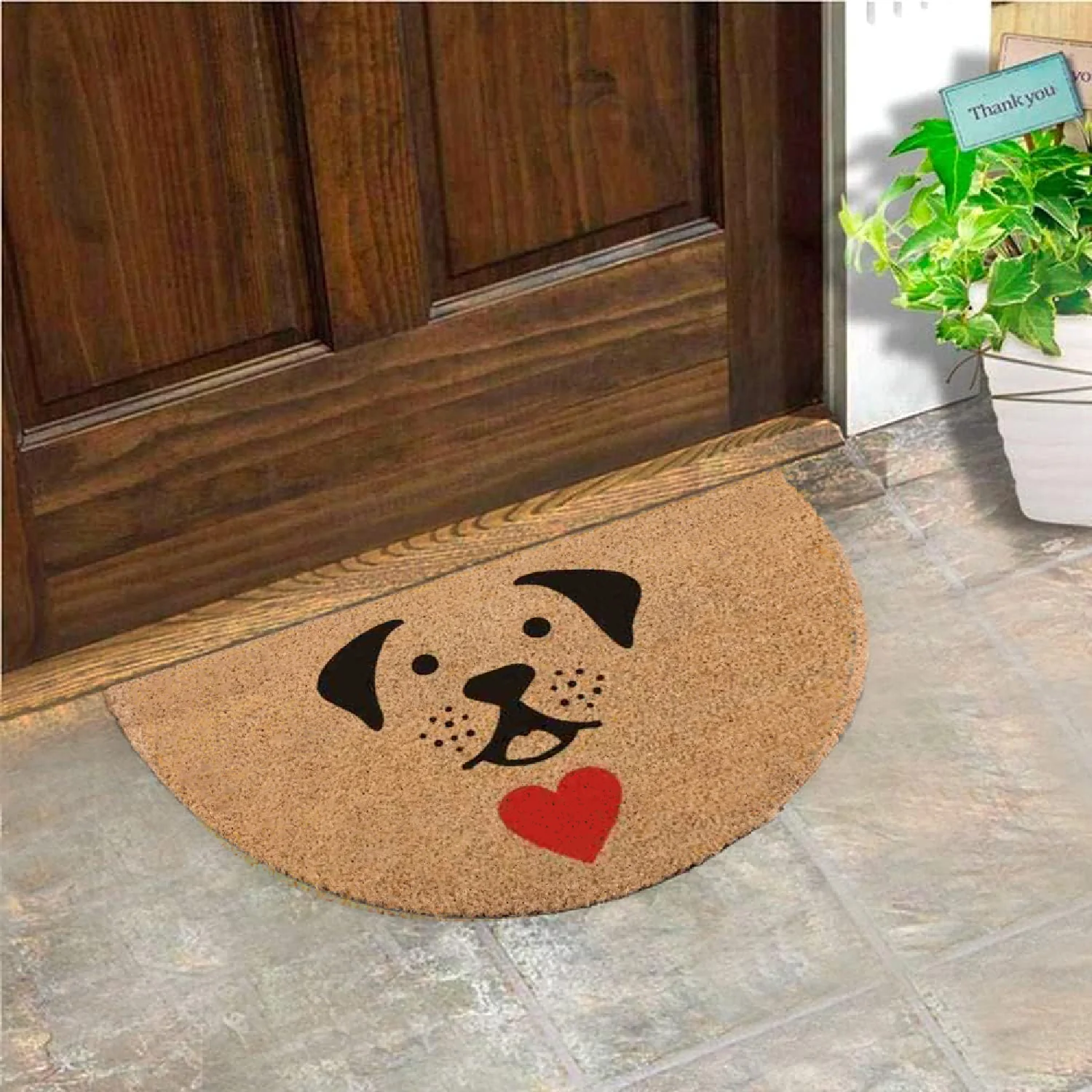 Zerbino in Cocco 36x68cm Fondo in Gomma 1.6cm Decoro Cane Antiscivolo - immagine 2