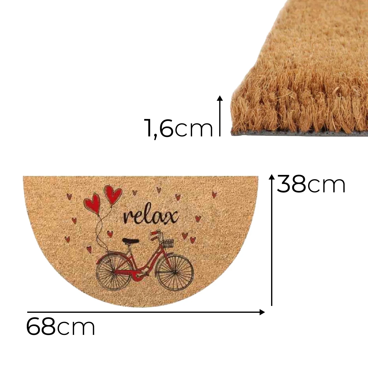 Zerbino in Cocco 38x68cm Fondo in Gomma 1.6cm Decoro Relax Antiscivolo - immagine 4