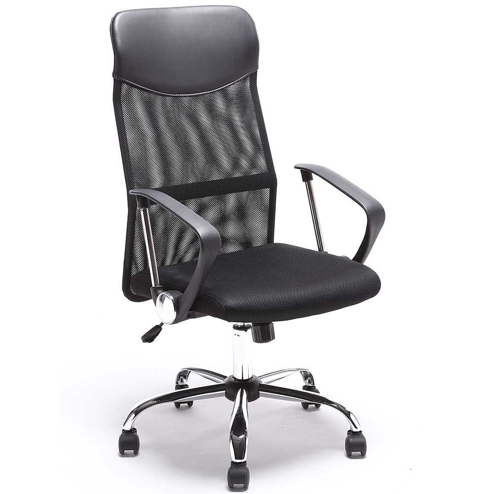 Poltrona Sedia Scrivania Ufficio Presidenziale Girevole Direzionale Tessuto Nero - immagine 2