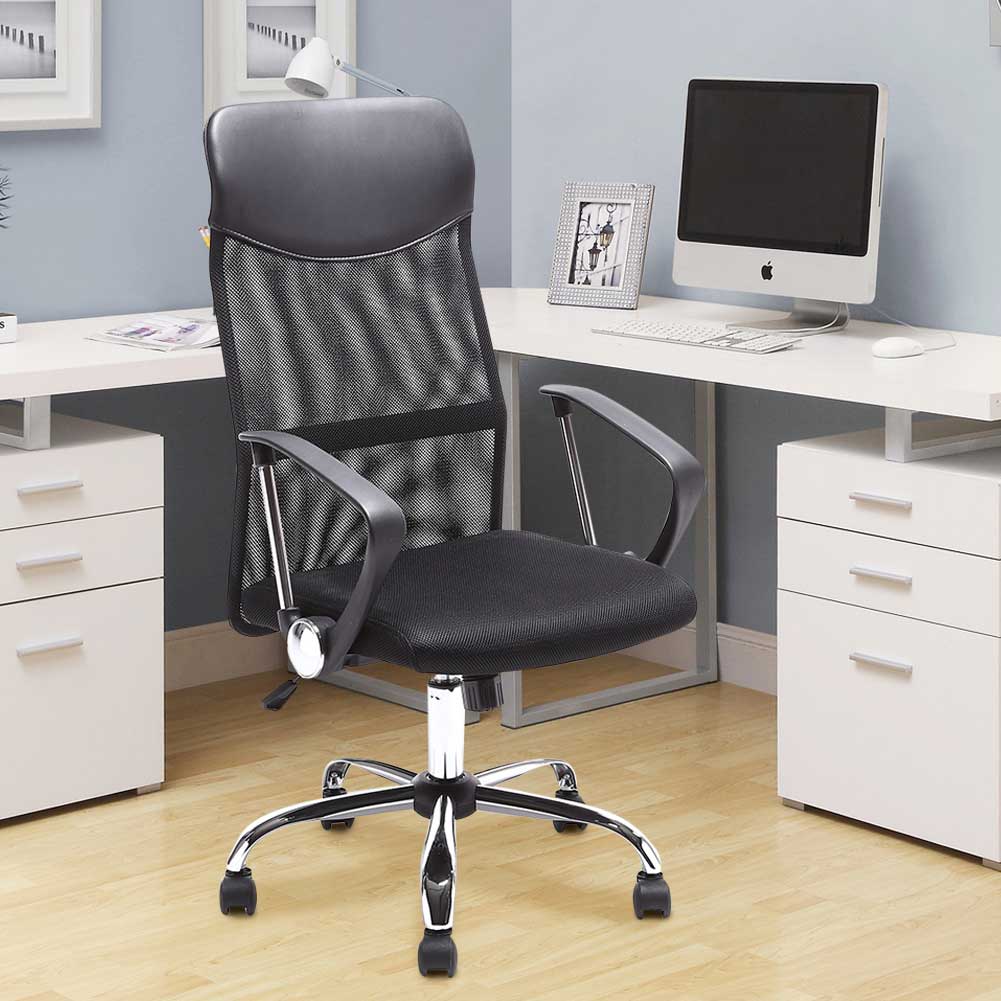 Poltrona Sedia Scrivania Ufficio Presidenziale Girevole Direzionale Tessuto Nero - immagine 5