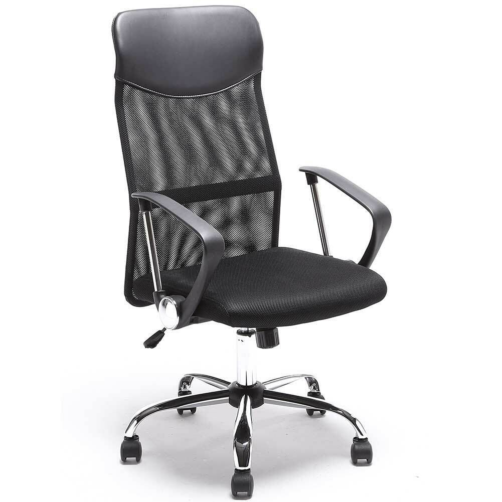 Poltrona Sedia Scrivania Ufficio Presidenziale Girevole Direzionale Tessuto Nero - immagine 3