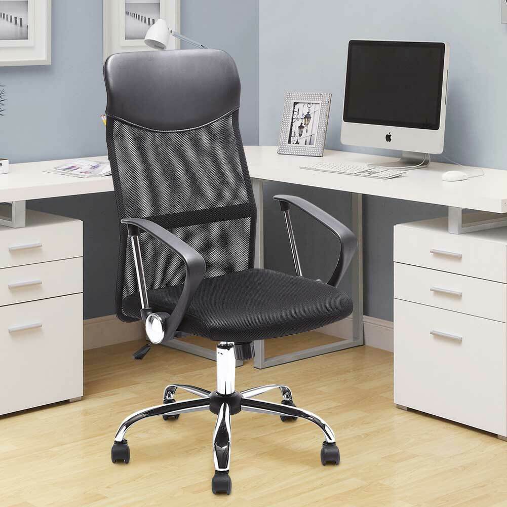 Poltrona Sedia Scrivania Ufficio Presidenziale Girevole Direzionale Tessuto Nero - immagine 6