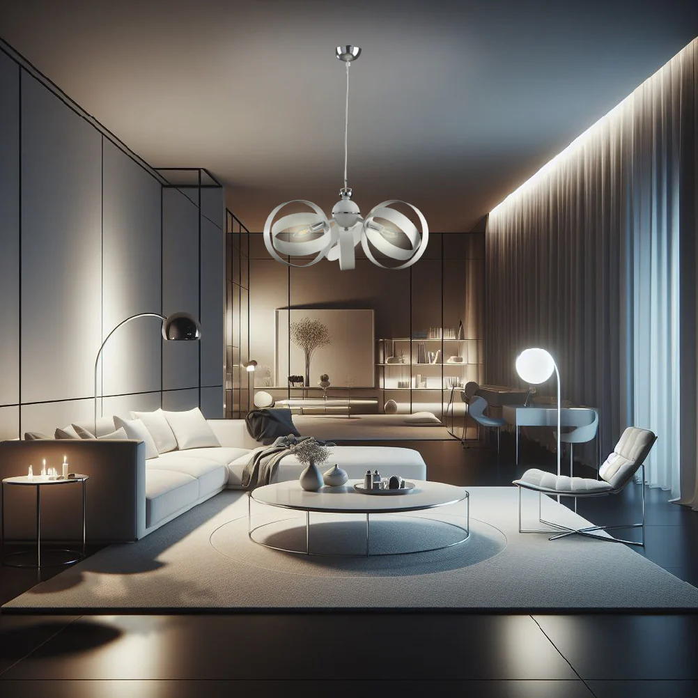 Lampadario Sospensione Metallo Verniciato Forma Astratta 3 luci E14 Valeria Bianco - immagine 7