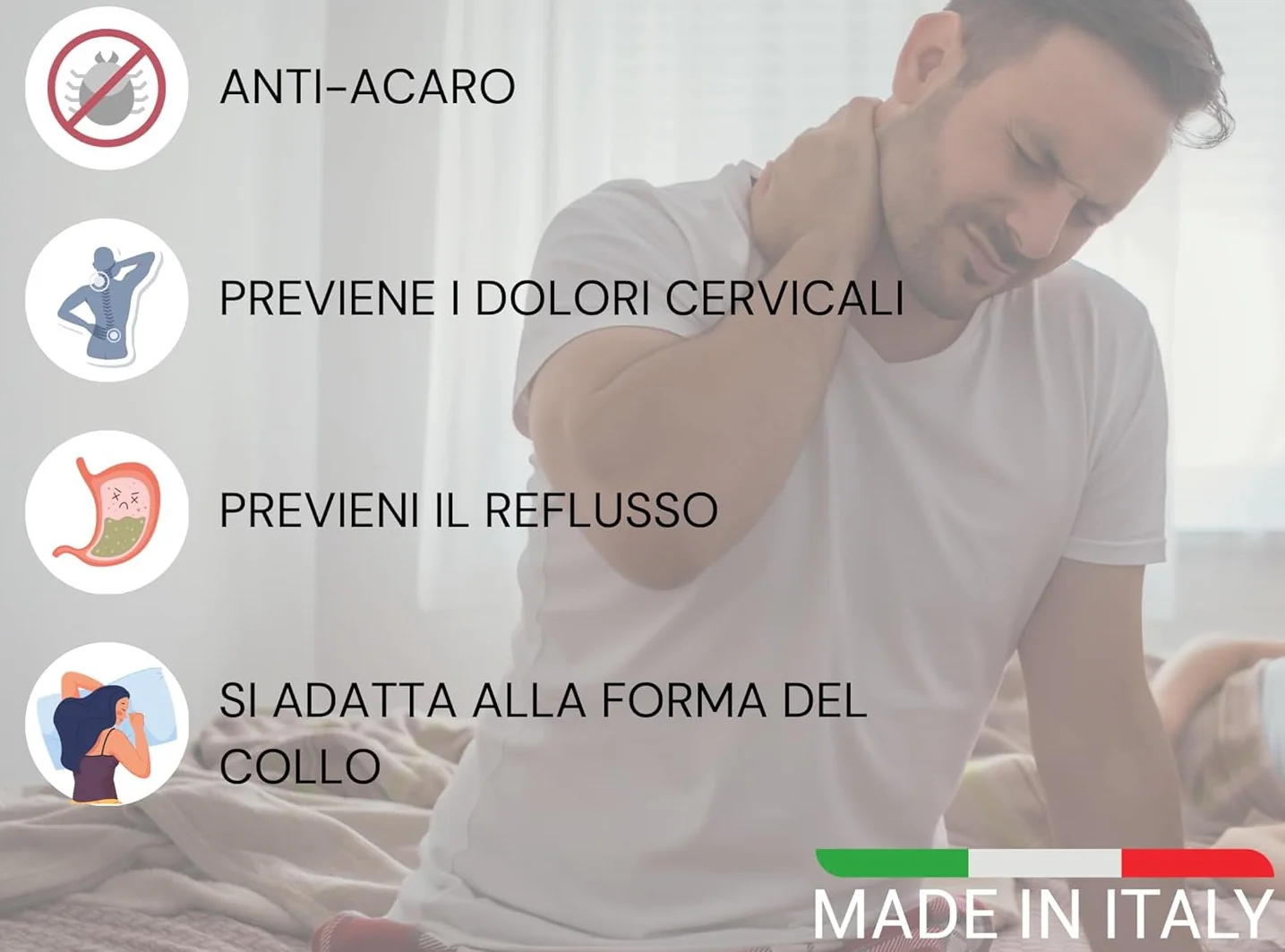 Kit 3pz Cuscino in Fibra Super Soft 70x40 H 18cm Federa Bamboo Antiacaro - immagine 5