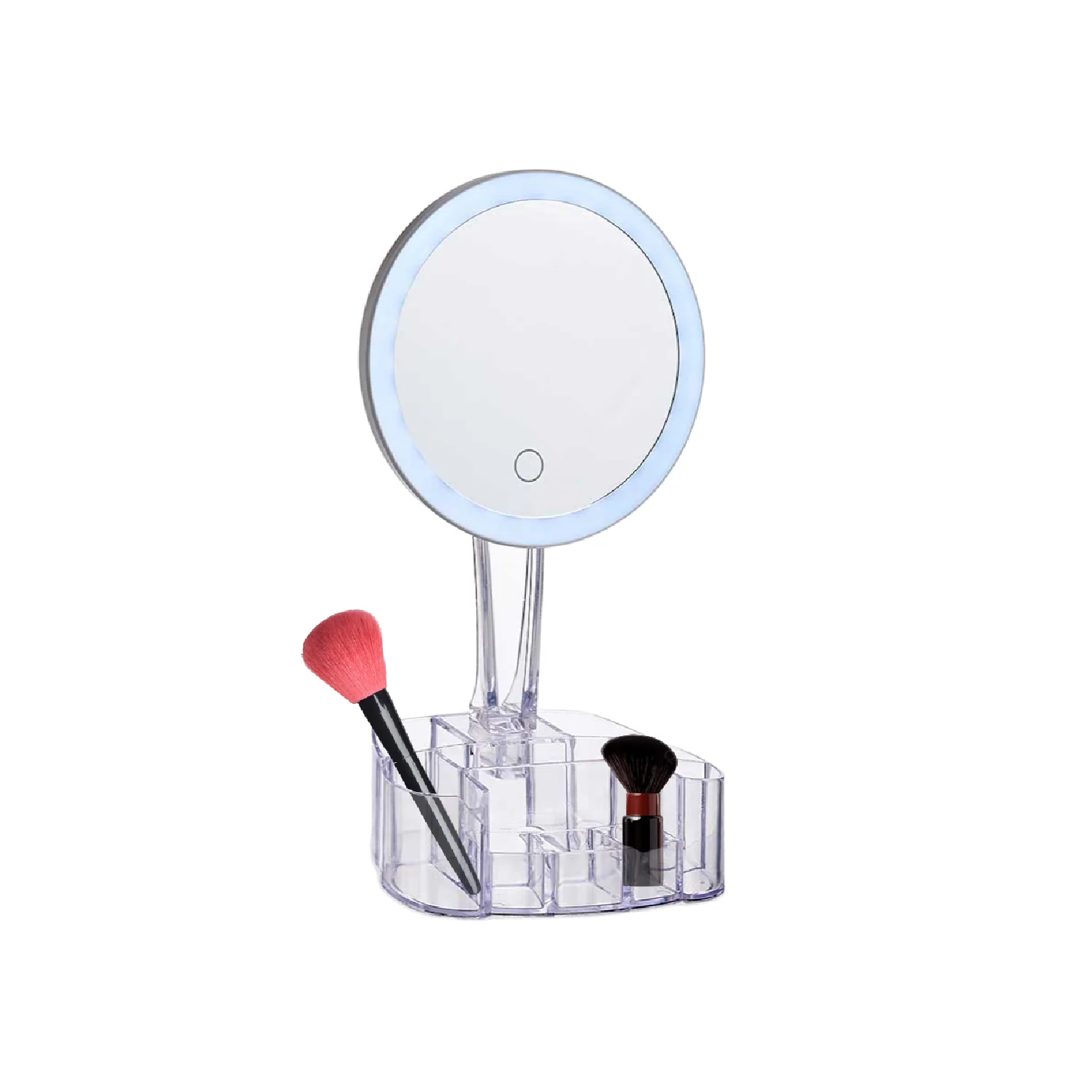 Specchio da Trucco con Luce Led e Porta Accessori Trasparente Ingrandimento 1X - immagine 5