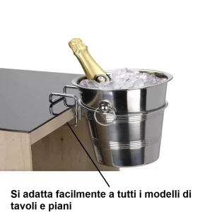Supporto in Metallo Cromato per Secchiello Ghiaccio Supporto da Tavola 18cm