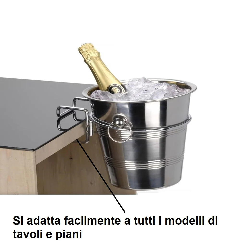 Supporto in Metallo Cromato per Secchiello Ghiaccio Supporto da Tavola 18cm - immagine 2