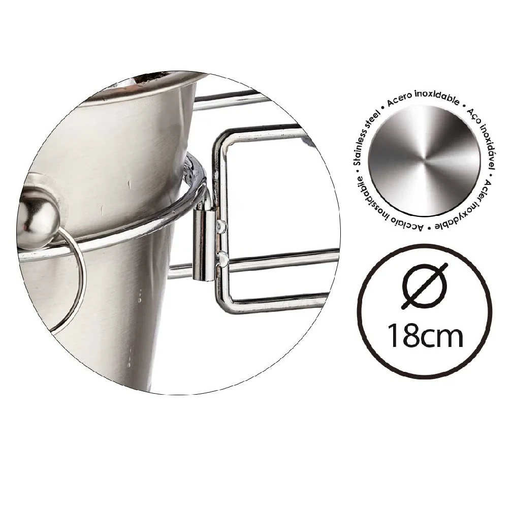 Supporto in Metallo Cromato per Secchiello Ghiaccio Supporto da Tavola 18cm - immagine 3