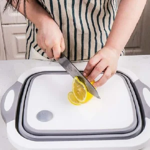 Tagliere Pieghevole 3in1 Salvaspazio Termoplastica 40x30cm con Filtro di Scarico