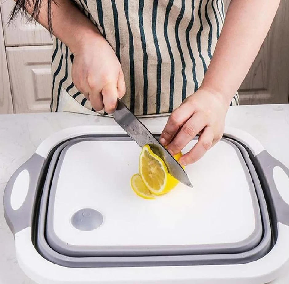 Tagliere Pieghevole 3in1 Salvaspazio Termoplastica 40x30cm con Filtro di Scarico - immagine 2