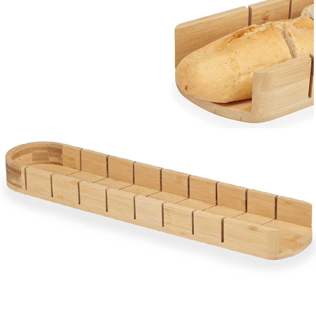 Tagliere per il Pane in Legno di Bambù 50cm Taglia Fette Precise Raccogli Briciole - immagine 2