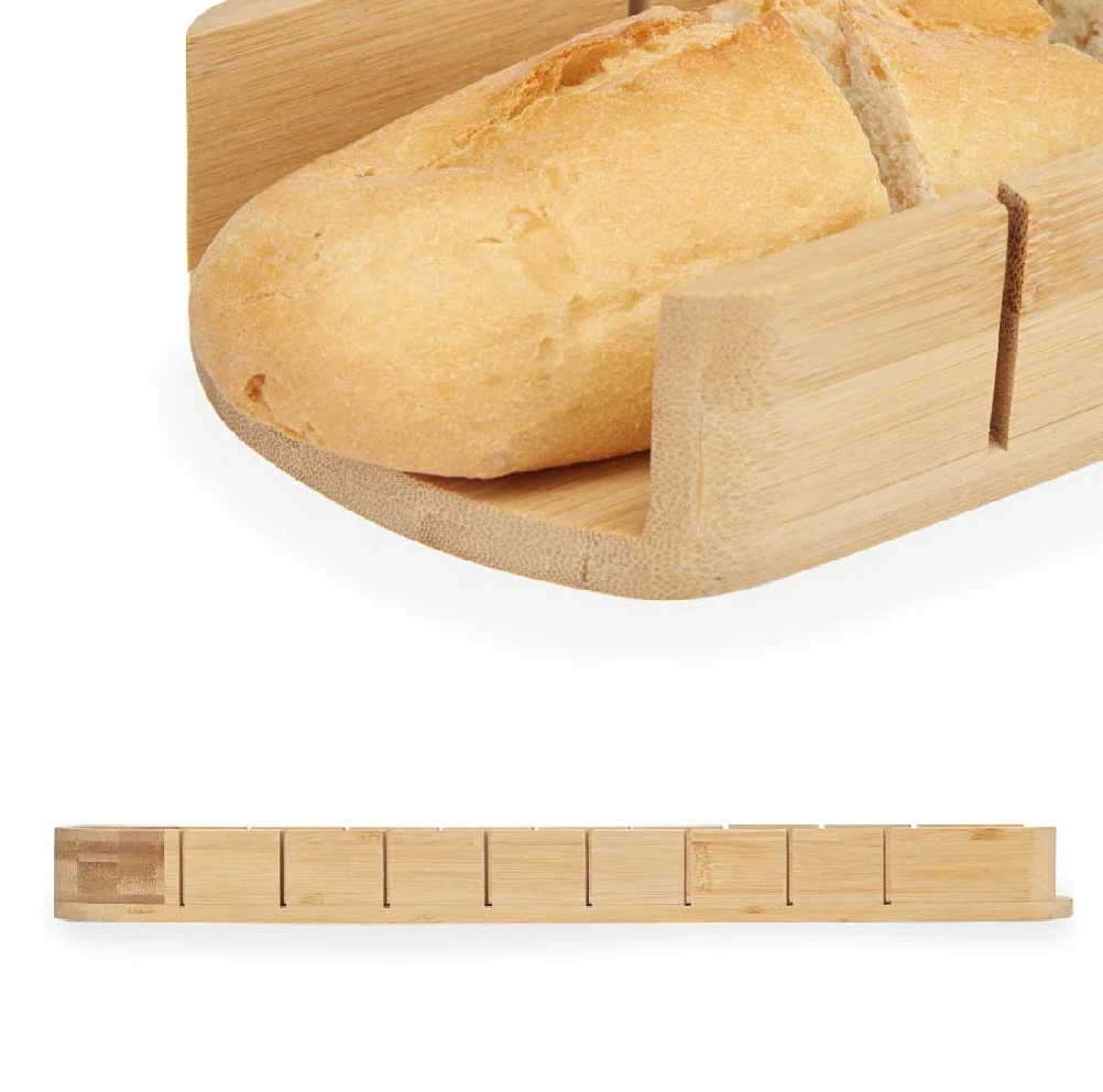 Tagliere per il Pane in Legno di Bambù 50cm Taglia Fette Precise Raccogli Briciole - immagine 5