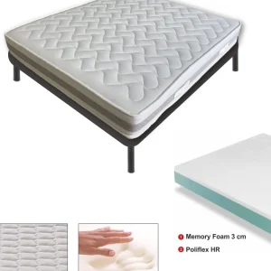 Kit 2pz Materasso Memory 80x190cm Antibatterico, Anallergico 2 Strati H22cm