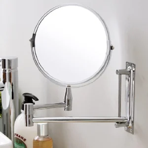 Specchio da Bagno Braccio Allungabile Salvaspazio Specchio 17cm Bifacciale Trucco
