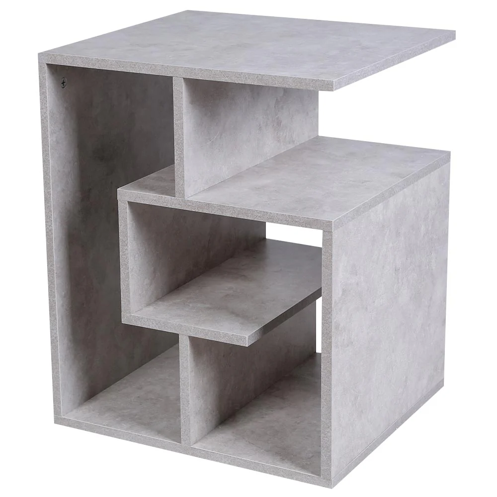 Tavolino da Salotto Porta Libri 4 Piani Moderno 45x40 H55 cm Grigio Cemento - immagine 6