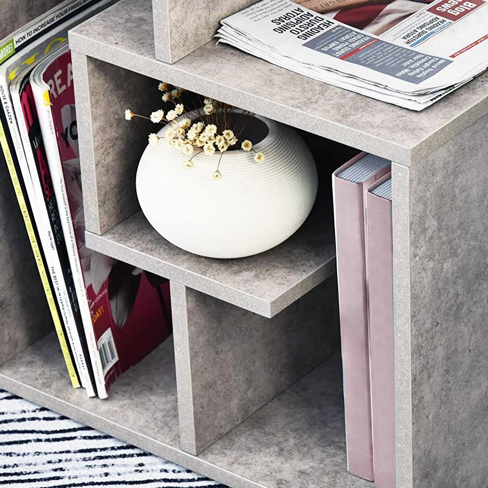 Tavolino da Salotto Porta Libri 4 Piani Moderno 45x40 H55 cm Grigio Cemento - immagine 5