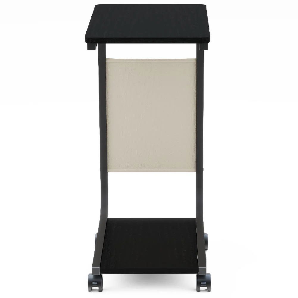 Tavolino per Divano Multifunzione 4 Ruote Moderno Borsa Portaoggetti Nero - immagine 3