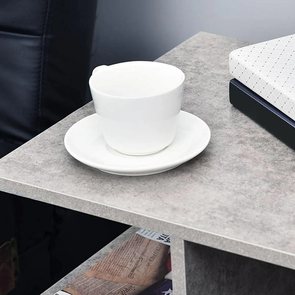 Tavolino da Salotto Porta Libri 4 Piani Moderno 45x40 H55 cm Grigio Cemento - immagine 4