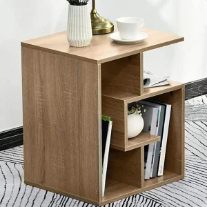 Tavolino da Salotto Porta Libri 4 Piani Moderno 45x40 H55 cm Quercia