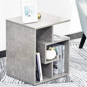 Tavolino da Salotto Porta Libri 4 Piani Moderno 45x40 H55 cm Grigio Cemento