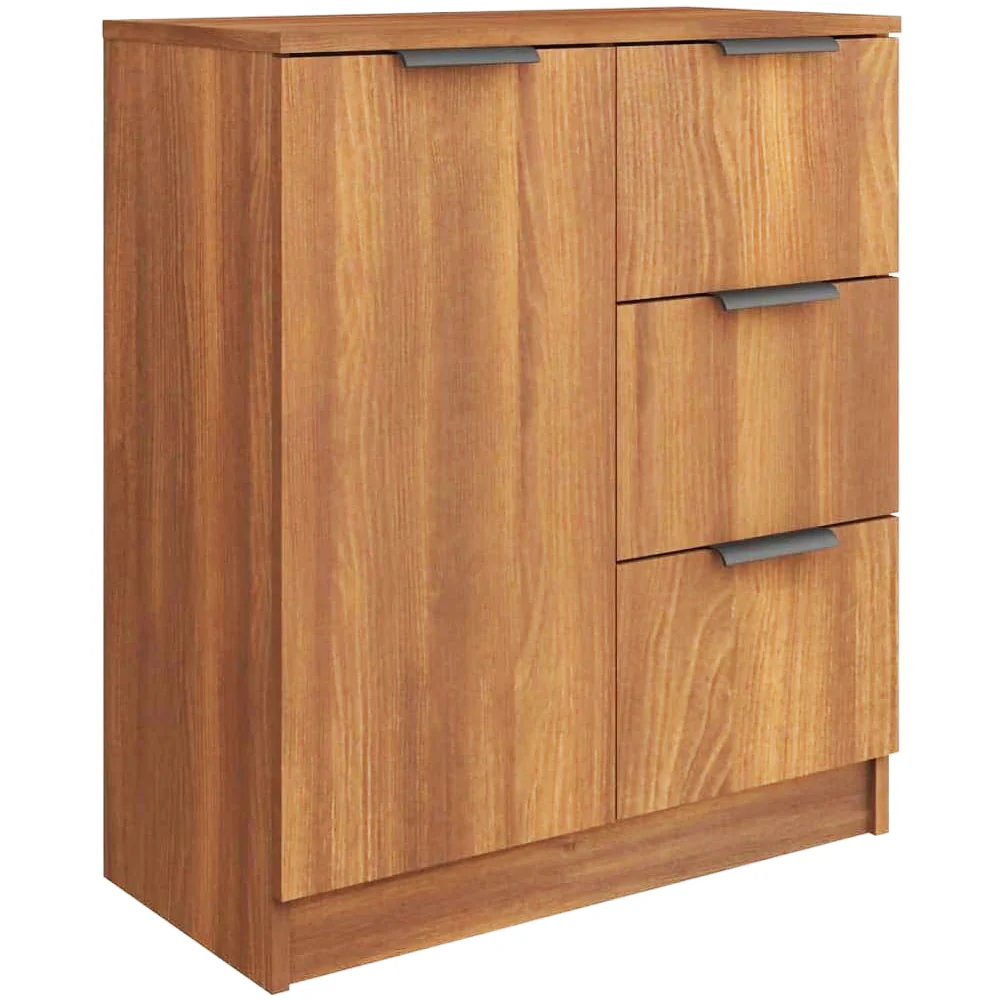 Mobile Credenza in Legno 3 cassetti 1 Anta Salvaspazio 60x30 H 70 cm Quercia - immagine 6