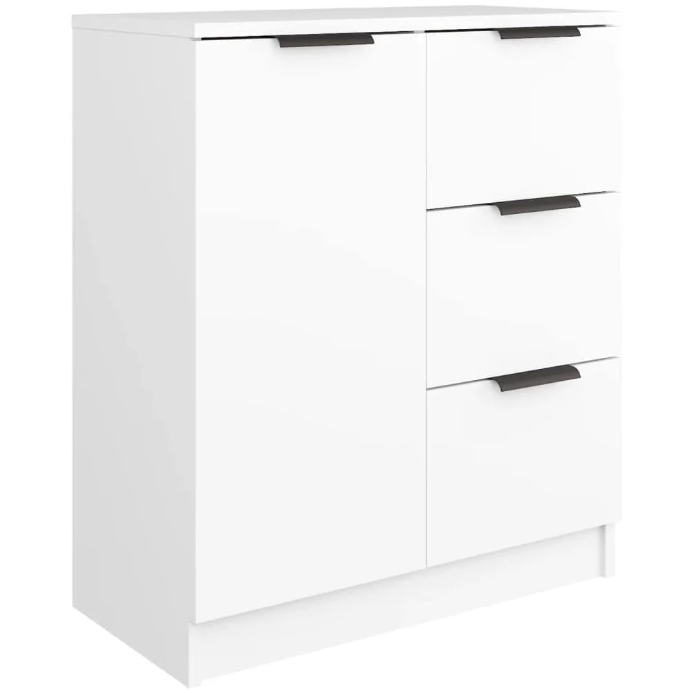 Mobile Credenza in Legno 3 cassetti 1 Anta Salvaspazio 60x30 H 70 cm Bianco - immagine 3