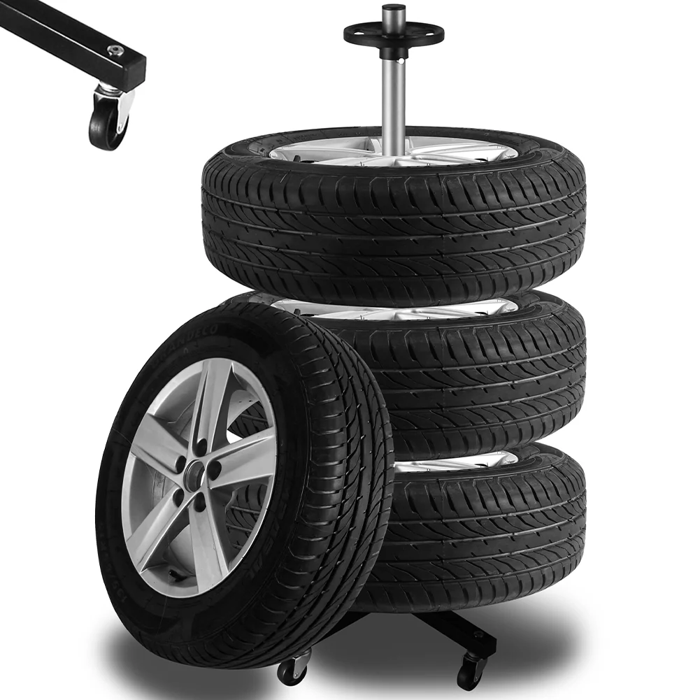 Albero Porta Pneumatici Salvaspazio con Ruote in Ferro per 4 Ruote Auto - immagine 6