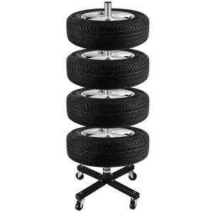 Albero Porta Pneumatici Salvaspazio con Ruote in Ferro per 4 Ruote Auto