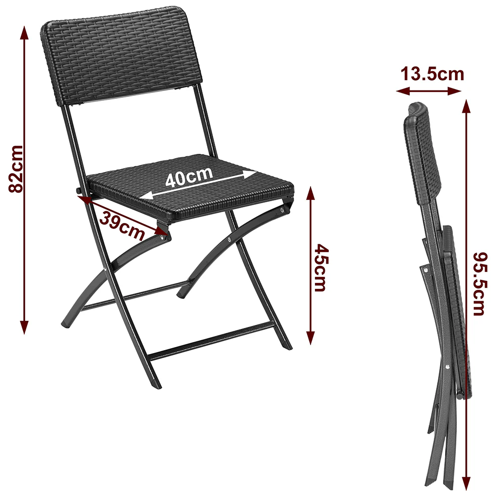 Kit 2Sedie Pieghevoli Metallo Verniciato e Rattan Interno Esterno Bar Casa Hotel - immagine 5