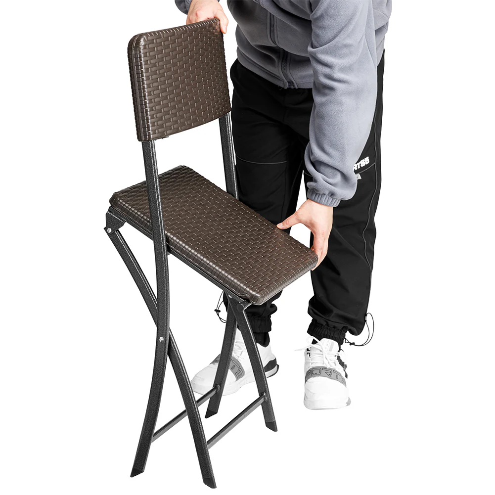 Kit 2Sedie Pieghevoli Metallo Verniciato e Rattan Interno Esterno Bar Casa Hotel - immagine 4