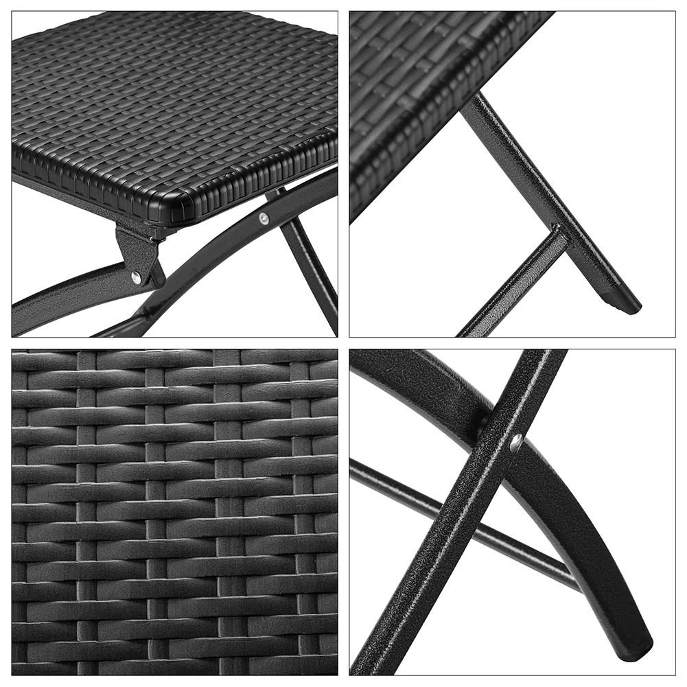 Kit 2Sedie Pieghevoli Metallo Verniciato e Rattan Interno Esterno Bar Casa Hotel - immagine 3