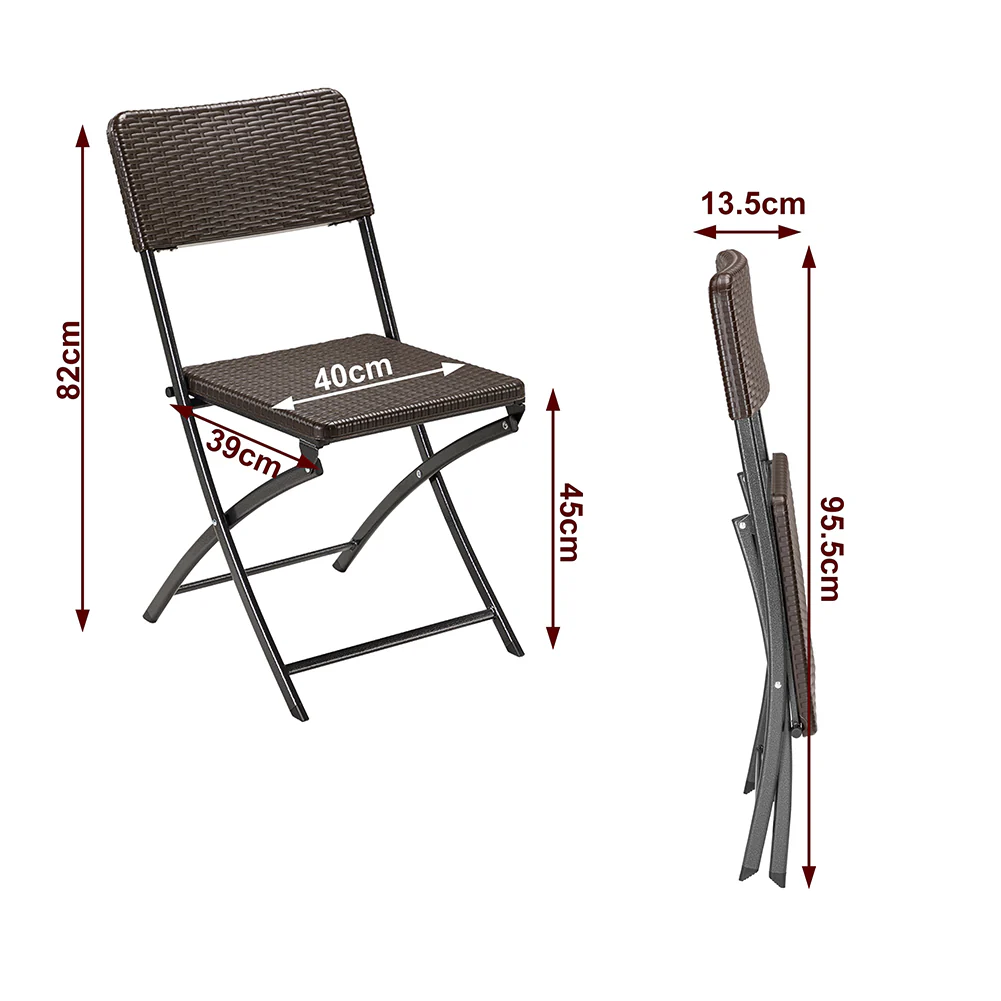 Kit 2Sedie Pieghevoli Metallo Verniciato e Rattan Interno Esterno Bar Casa Hotel - immagine 3