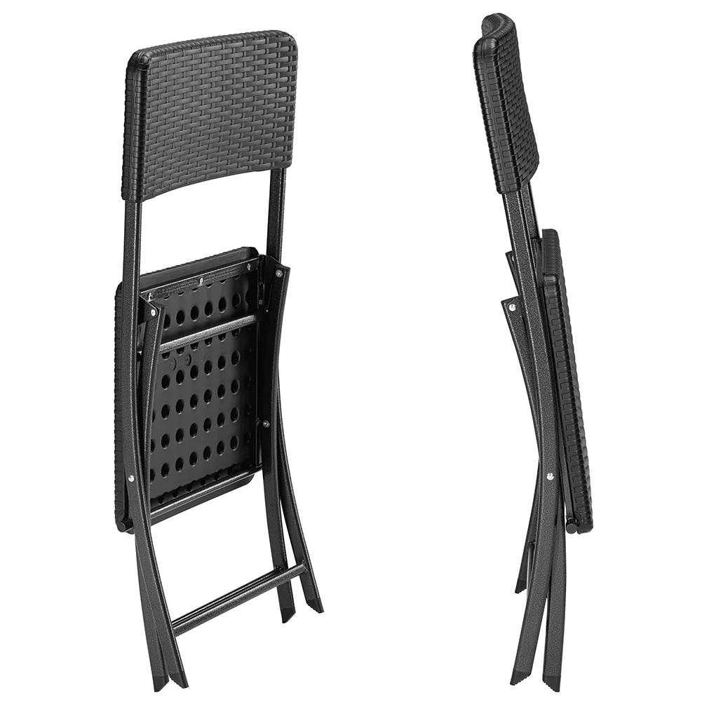 Kit 2Sedie Pieghevoli Metallo Verniciato e Rattan Interno Esterno Bar Casa Hotel - immagine 6