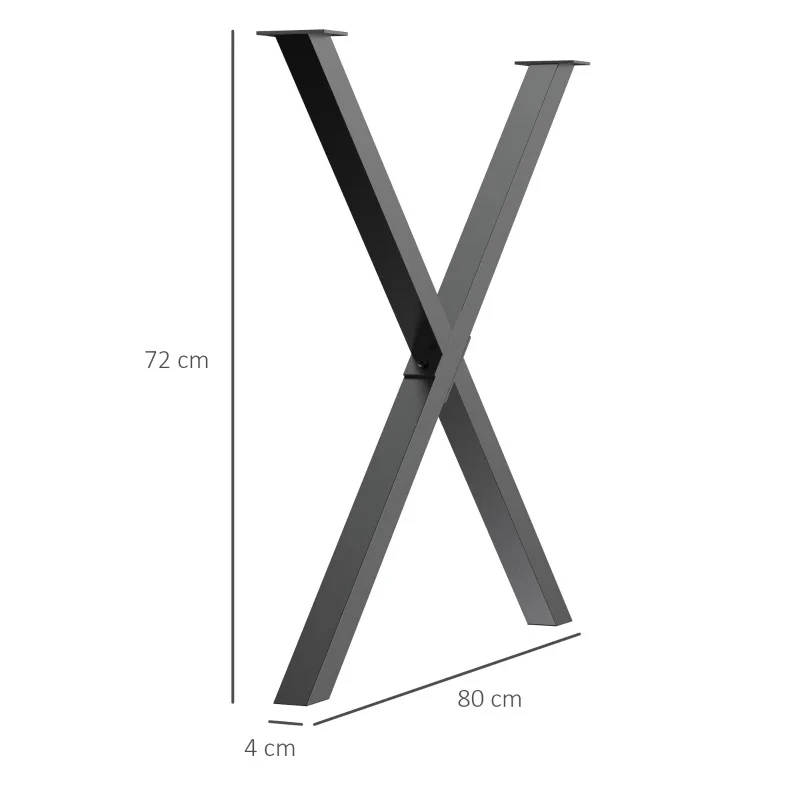 Kit 2pz Gambe per Tavolo in Metallo Nero 80x4 H 72 cm con accessori - immagine 3