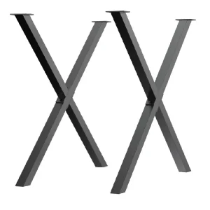 Kit 2pz Gambe per Tavolo in Metallo Nero 40x2.5 H 43 cm con accessori