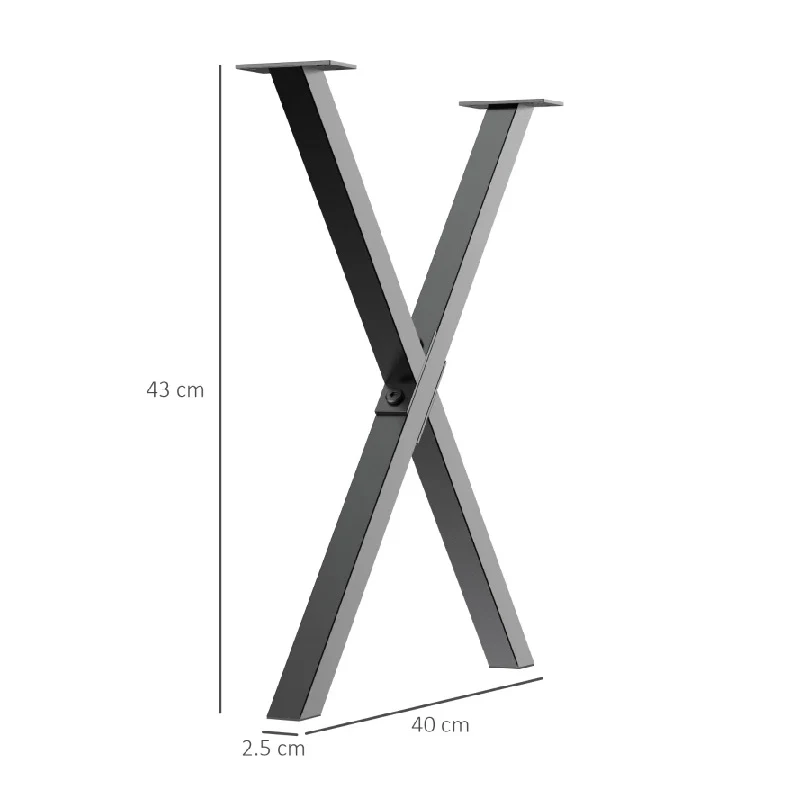 Kit 2pz Gambe per Tavolo in Metallo Nero 40x2.5 H 43 cm con accessori - immagine 3