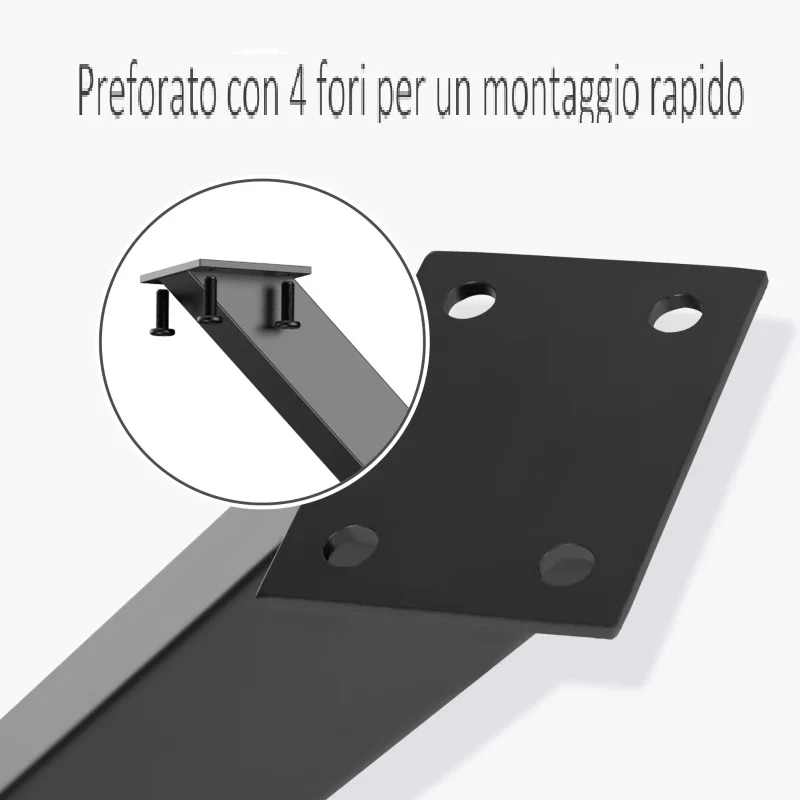 Kit 2pz Gambe per Tavolo in Metallo Nero 40x2.5 H 43 cm con accessori - immagine 5