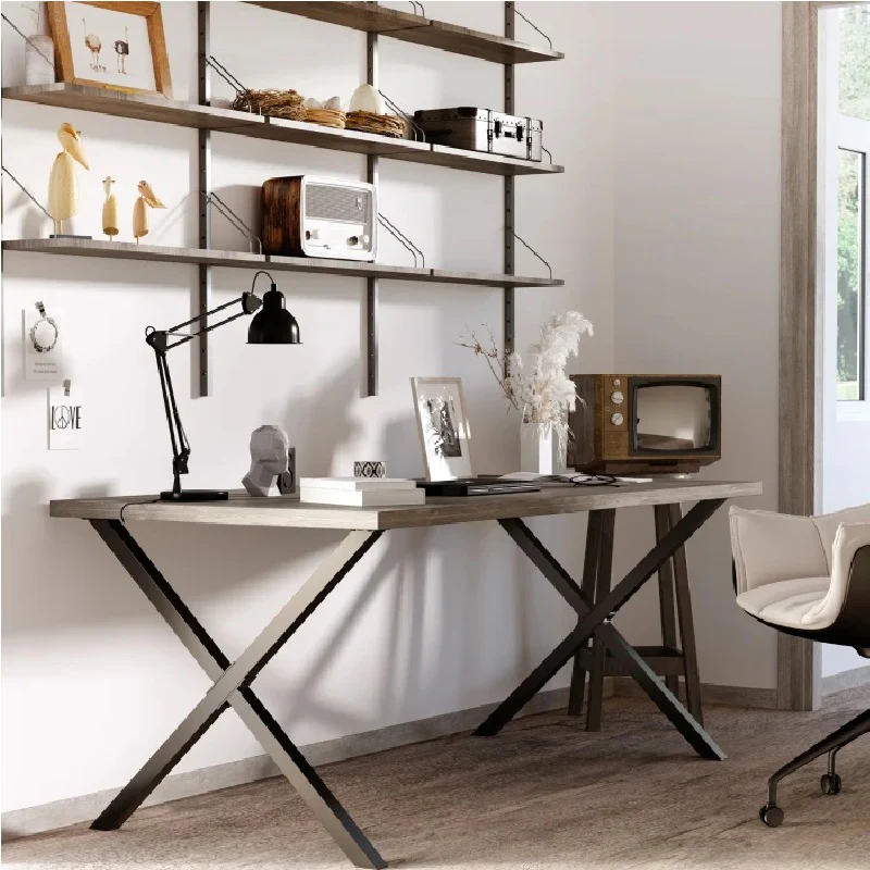 Kit 2pz Gambe per Tavolo in Metallo Nero 40x2.5 H 43 cm con accessori - immagine 6