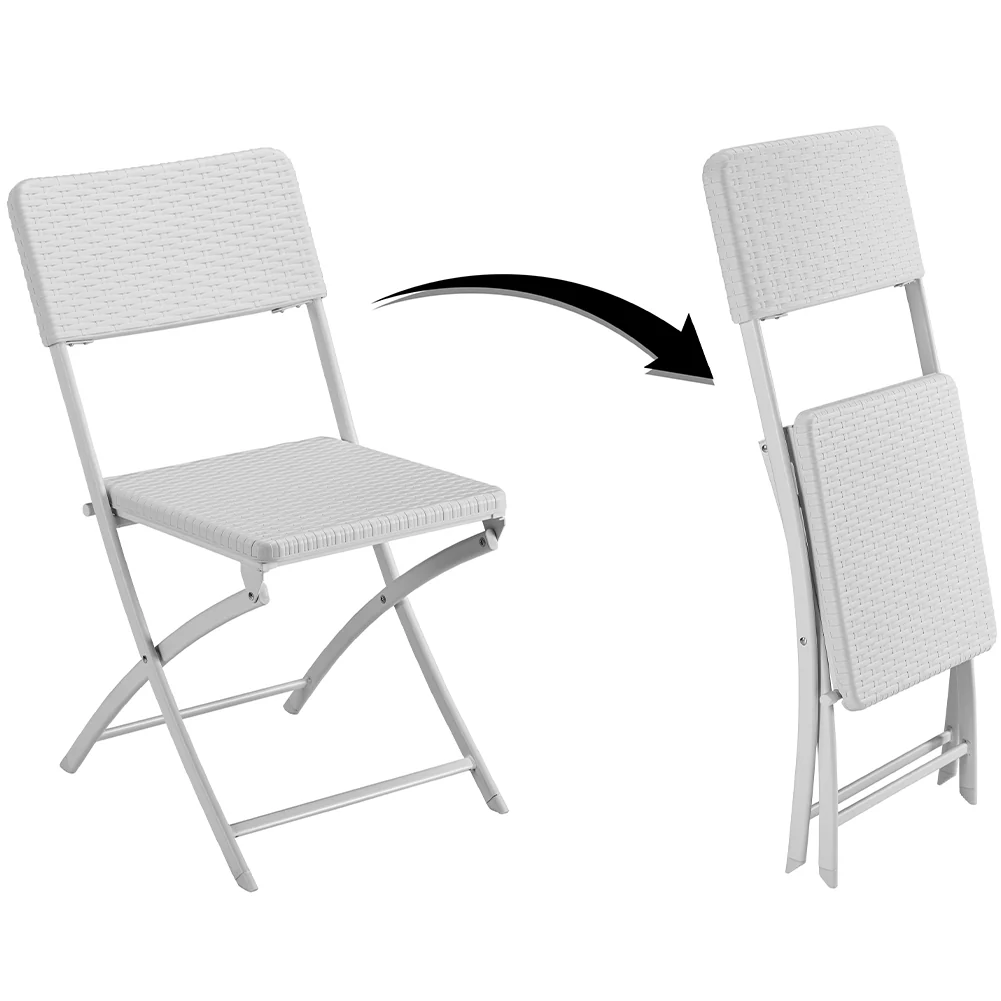 Kit 2Sedie Pieghevoli Metallo Verniciato e Rattan Interno Esterno Bar Casa Hotel - immagine 3