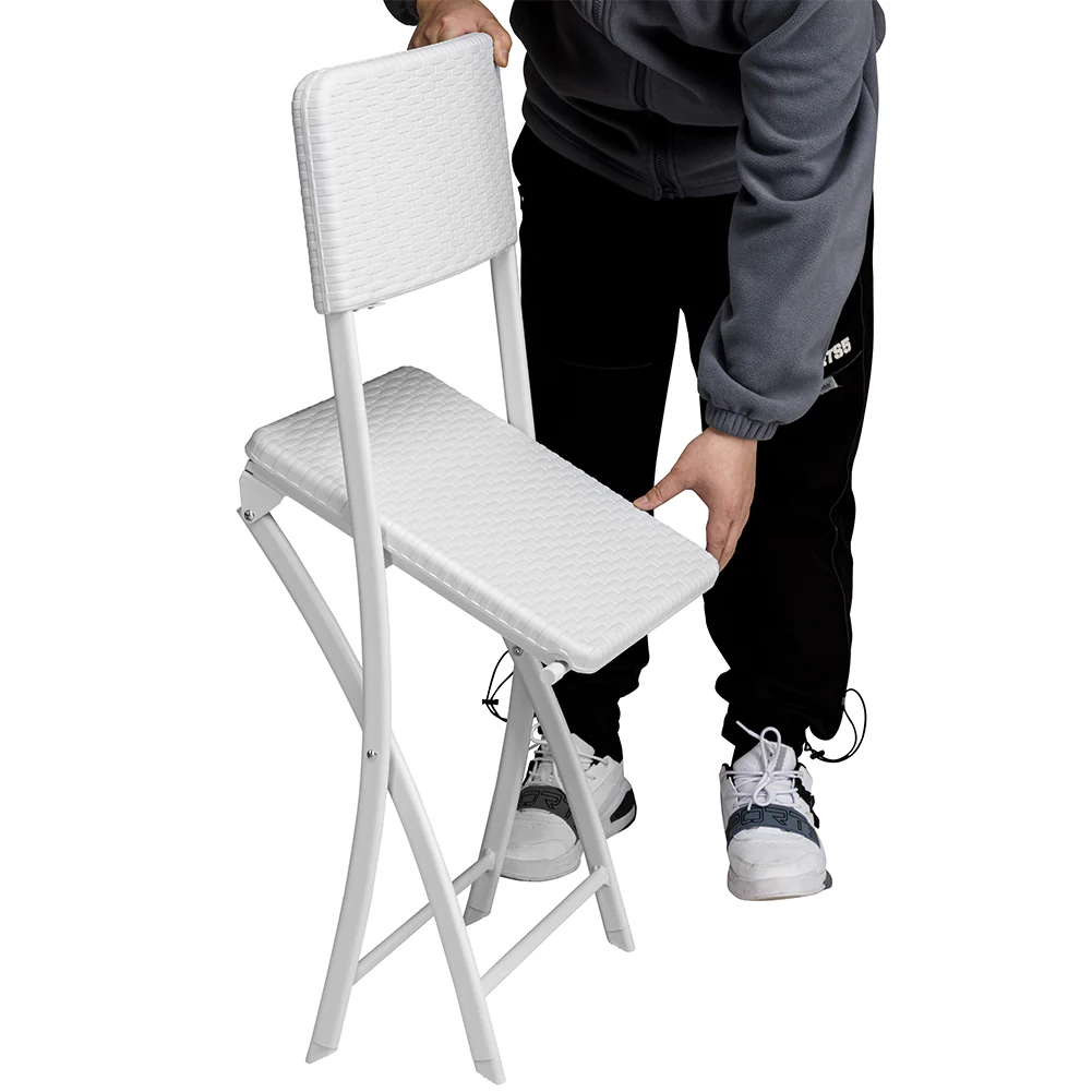 Kit 2Sedie Pieghevoli Metallo Verniciato e Rattan Interno Esterno Bar Casa Hotel - immagine 4