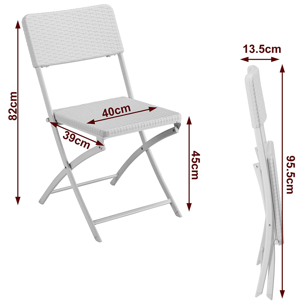 Kit 2Sedie Pieghevoli Metallo Verniciato e Rattan Interno Esterno Bar Casa Hotel - immagine 5