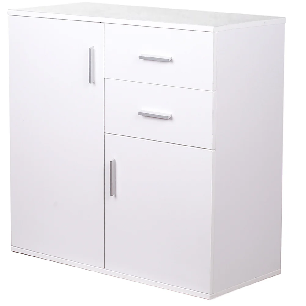 Mobile Credenza in Legno 2 cassetti 2 Anta Salvaspazio 82x35 H 80 cm Bianco - immagine 5