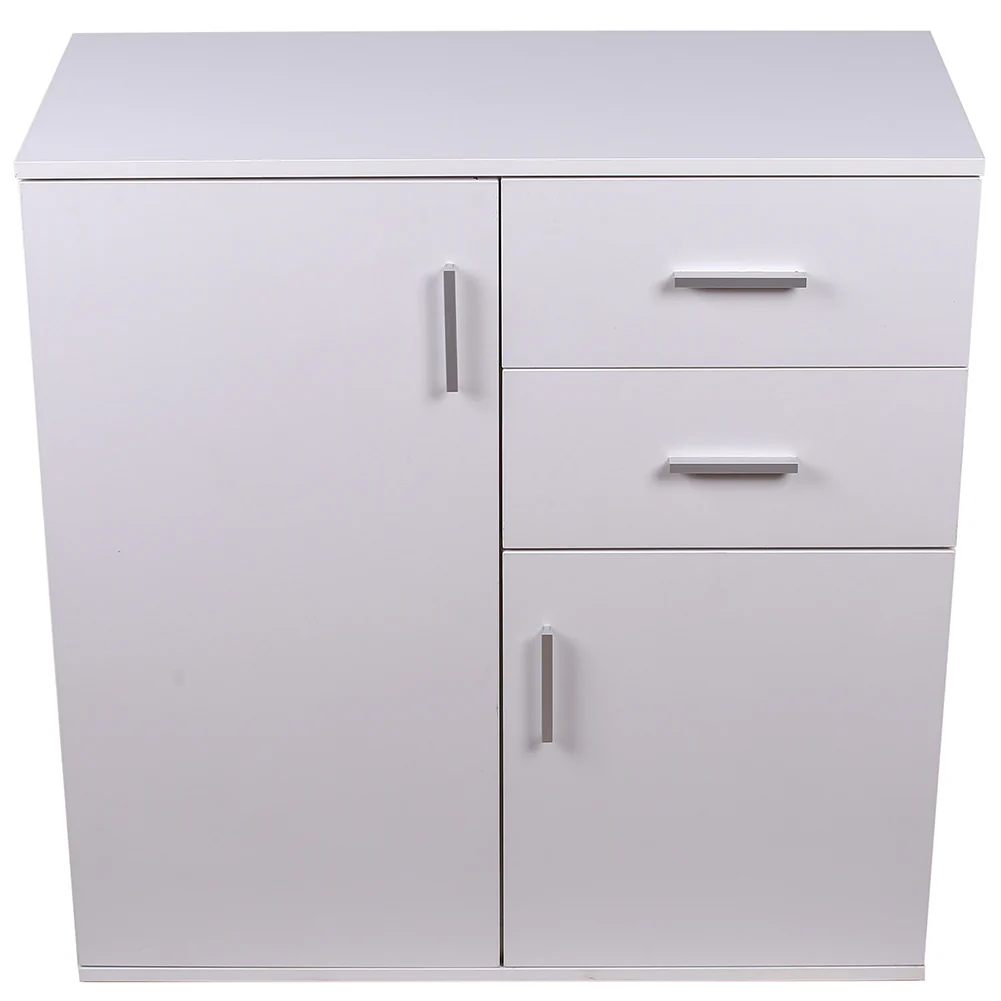 Mobile Credenza in Legno 2 cassetti 2 Anta Salvaspazio 82x35 H 80 cm Bianco - immagine 4