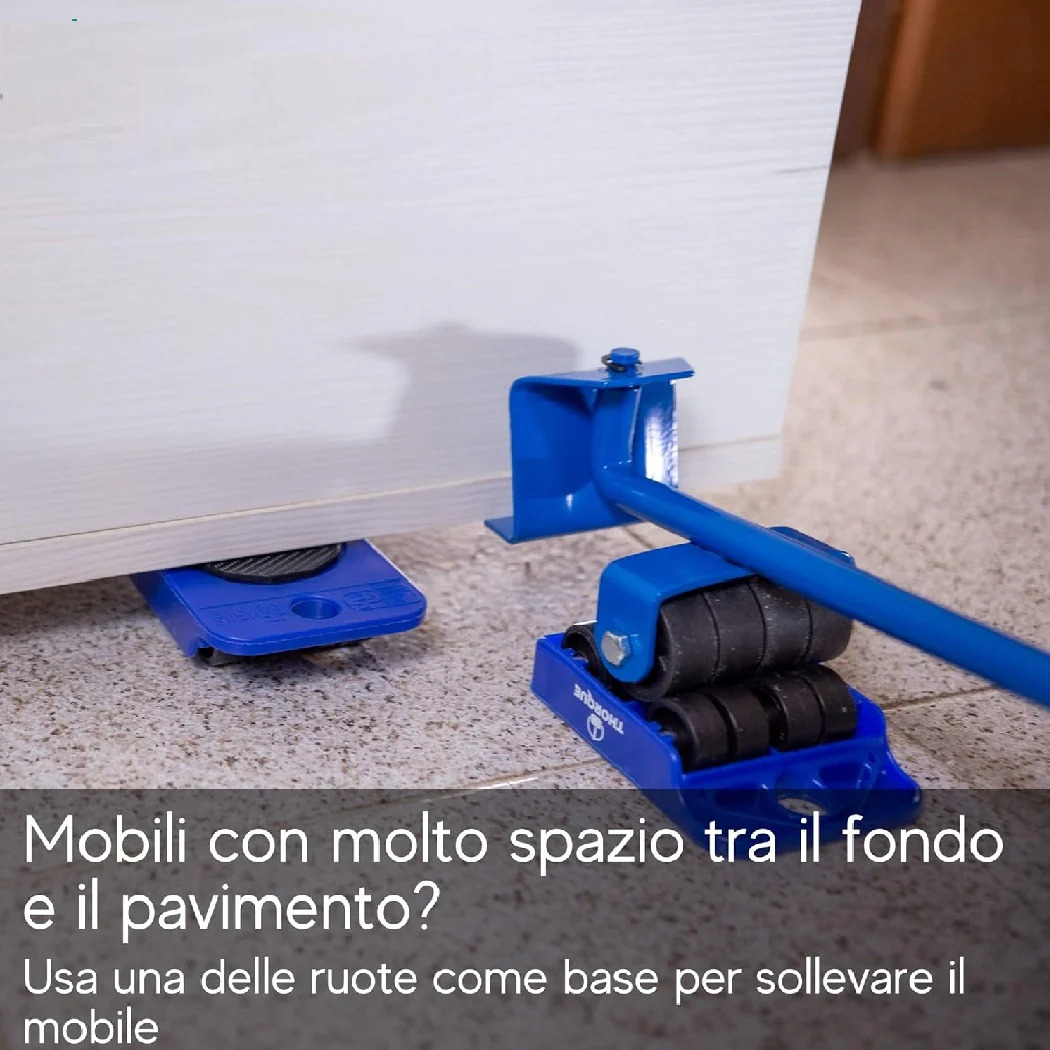 Kit Sposta Mobili con Ruote Sollevatore fino a 1200kg Sposta e Solleva Mobili - immagine 8