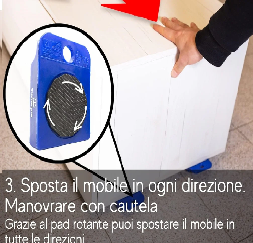 Kit Sposta Mobili con Ruote Sollevatore fino a 1200kg Sposta e Solleva Mobili - immagine 9